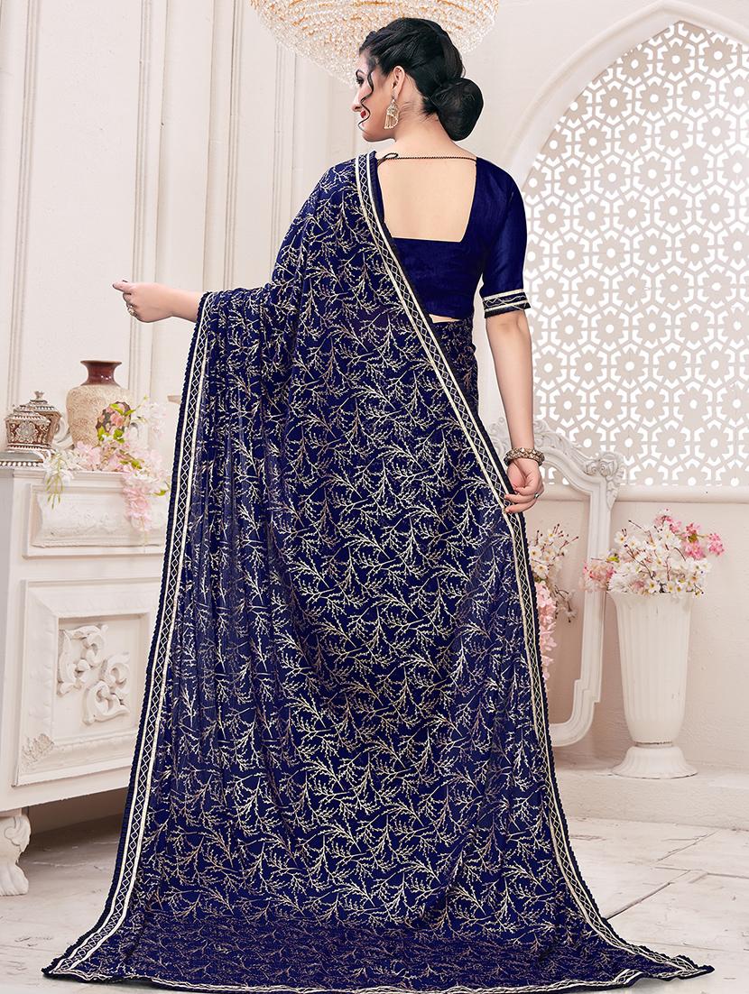 foil printed saree with blouse - 17508206 - Zoom Image - 2