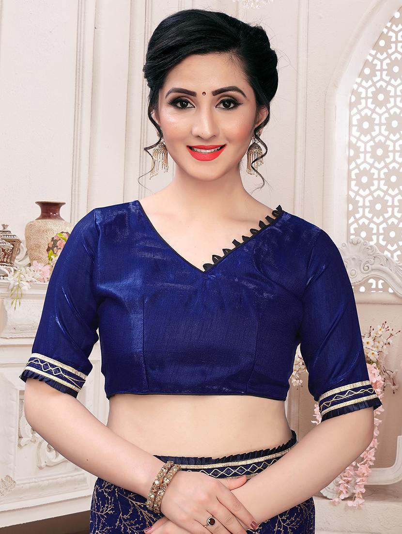 foil printed saree with blouse - 17508206 - Zoom Image - 3