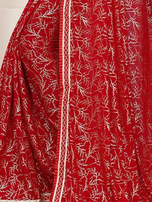 foil printed saree with blouse - 17508208 - Standard Image - 4
