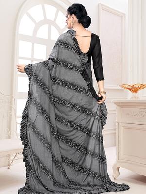foil printed saree with blouse - 17508211 - Standard Image - 2