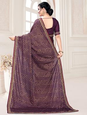 foil printed saree with blouse - 17508214 - Standard Image - 2