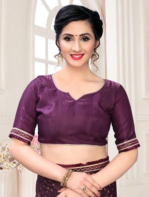 foil printed saree with blouse - 17508214 - Standard Image - 3
