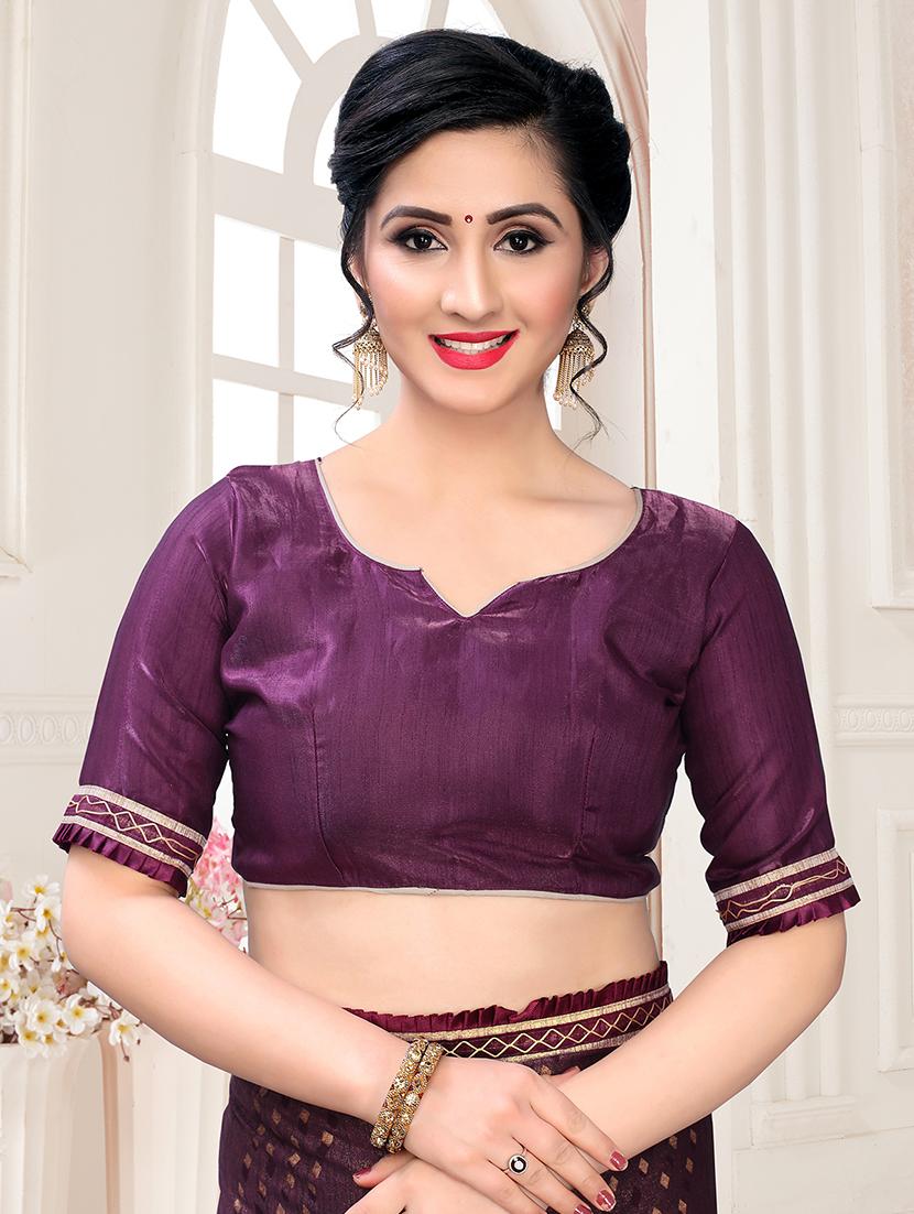 foil printed saree with blouse - 17508214 - Zoom Image - 3