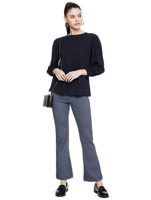light blue solid flat front trousers trouser - 17508243 - Standard Image - 4