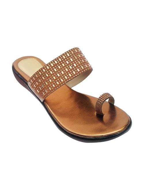 brown synthetic toe separator sandals - 17509026 - Standard Image - 1