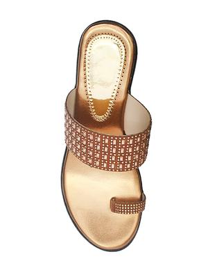 brown synthetic toe separator sandals - 17509026 - Standard Image - 4