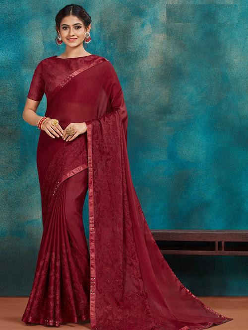 tonal embroidered saree with blouse - 17509108 - Standard Image - 1