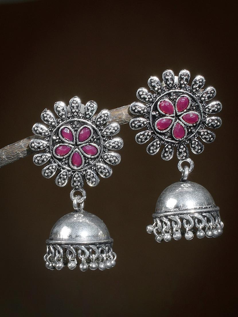 silver brass jhumka earring - 17509243 - Zoom Image - 2