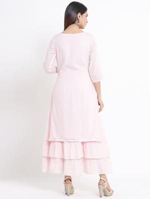 rosewater layered ethnic dress with face mask - 17509489 - Standard Image - 3