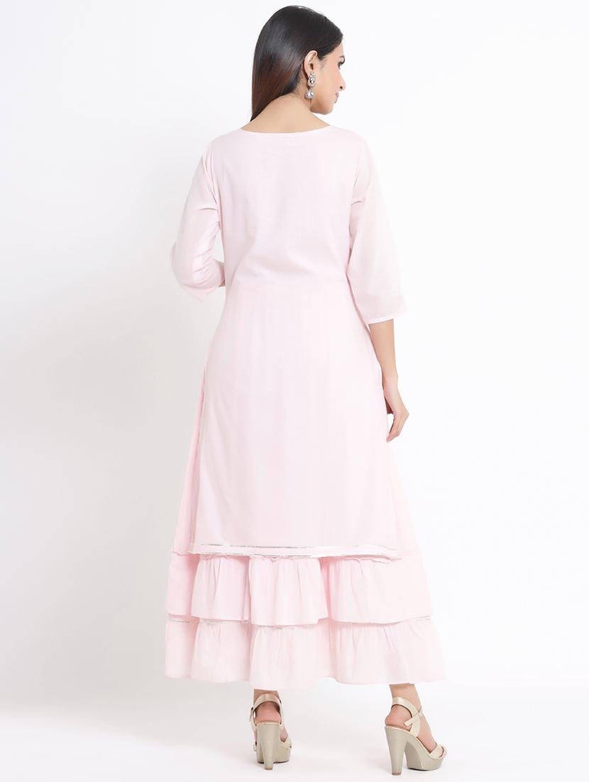 rosewater layered ethnic dress with face mask - 17509489 - Zoom Image - 3