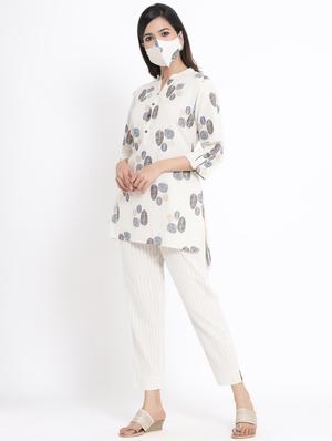 printed high-low kurti with face mask - 17509505 - Standard Image - 2