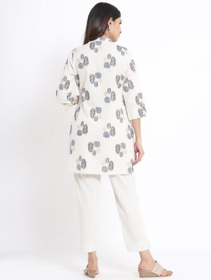 printed high-low kurti with face mask - 17509505 - Standard Image - 3