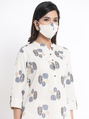 printed high-low kurti with face mask - 17509505 - Standard Image - 4