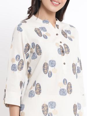 printed high-low kurti with face mask - 17509505 - Standard Image - 5