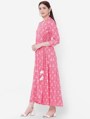 pink rayon angrakha kurta - 17509639 - Standard Image - 2