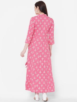 pink rayon angrakha kurta - 17509639 - Standard Image - 3