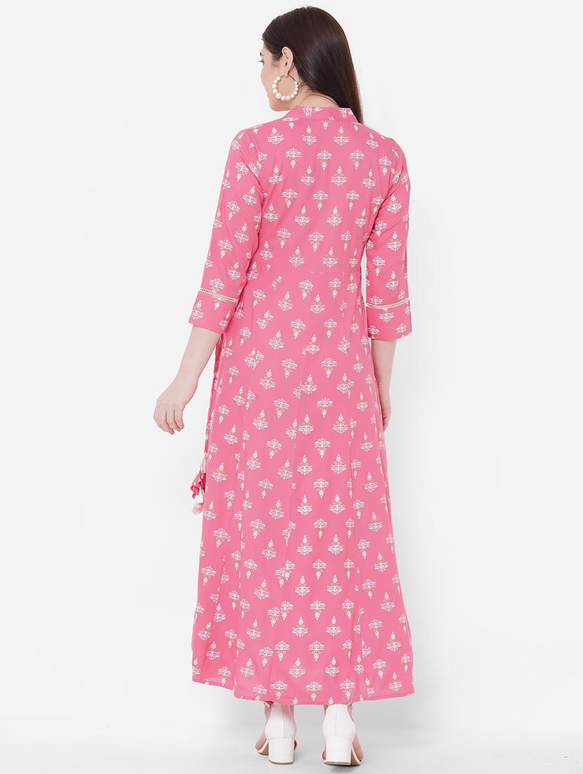 pink rayon angrakha kurta - 17509639 - Zoom Image - 3
