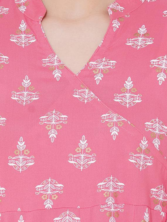 pink rayon angrakha kurta - 17509639 - Zoom Image - 4