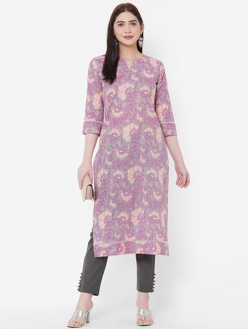 floral straight kurta - 17509640 - Standard Image - 1