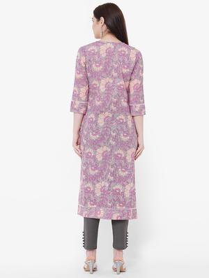 floral straight kurta - 17509640 - Standard Image - 3