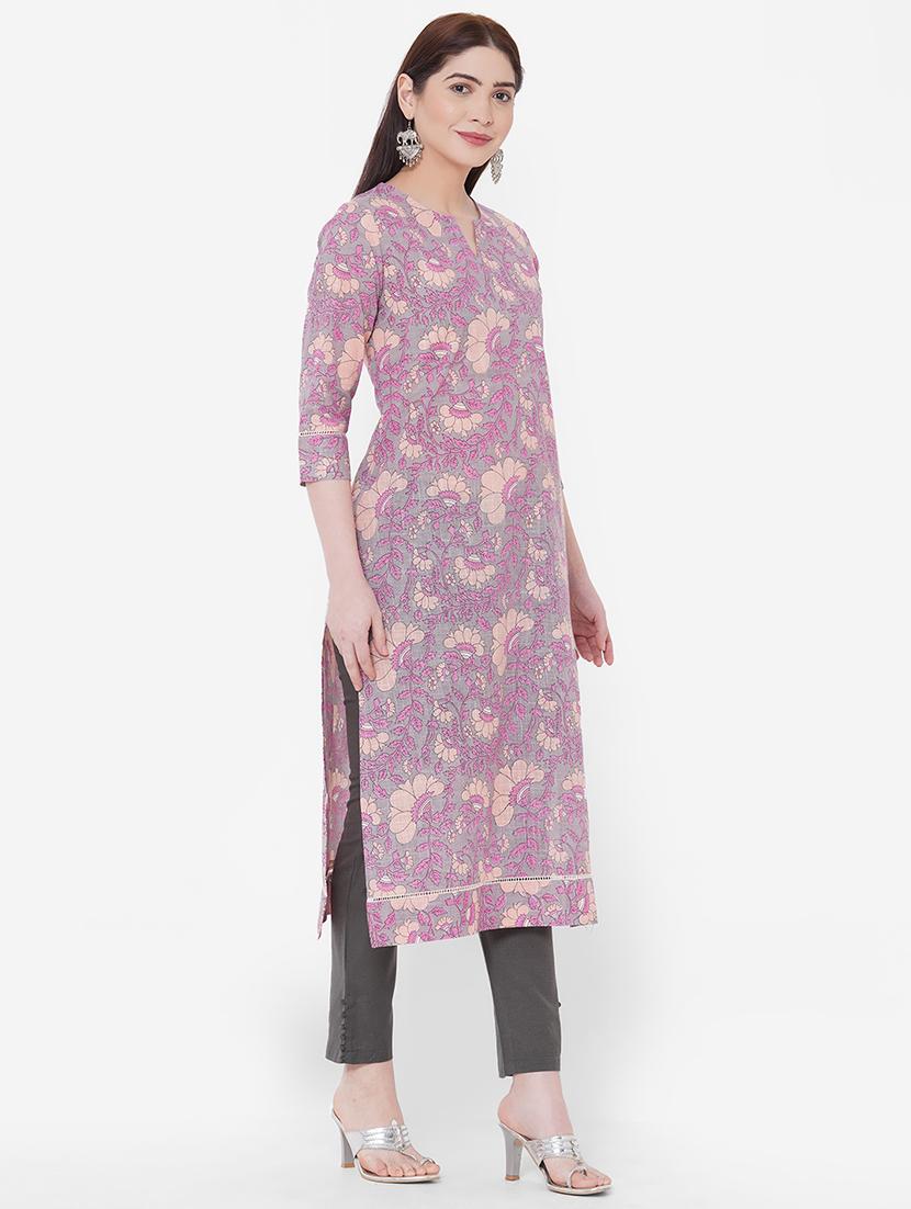 floral straight kurta - 17509640 - Zoom Image - 2