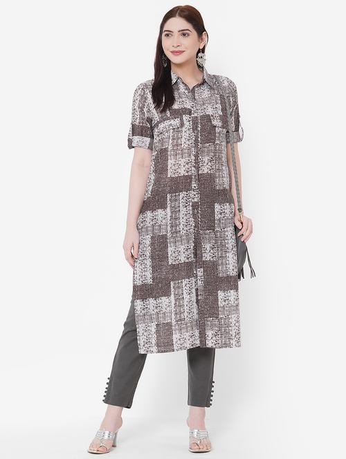 geometrical straight kurta - 17509643 - Standard Image - 1
