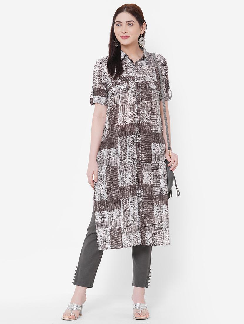 geometrical straight kurta - 17509643 - Zoom Image - 1