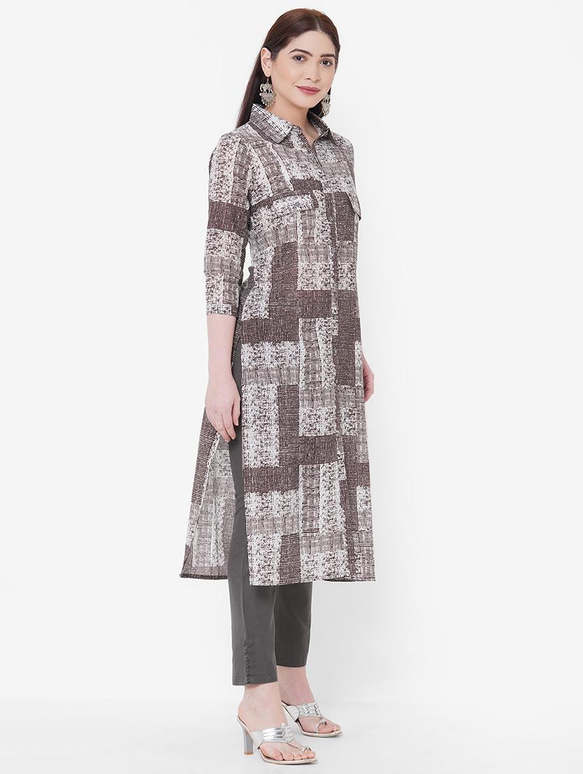 geometrical straight kurta - 17509643 - Zoom Image - 2