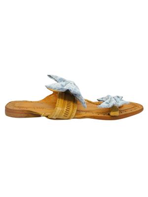 blue leather slip on kolhapuris - 17509768 - Standard Image - 2