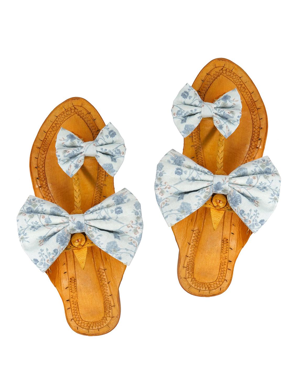 blue leather slip on kolhapuris - 17509768 - Zoom Image - 1