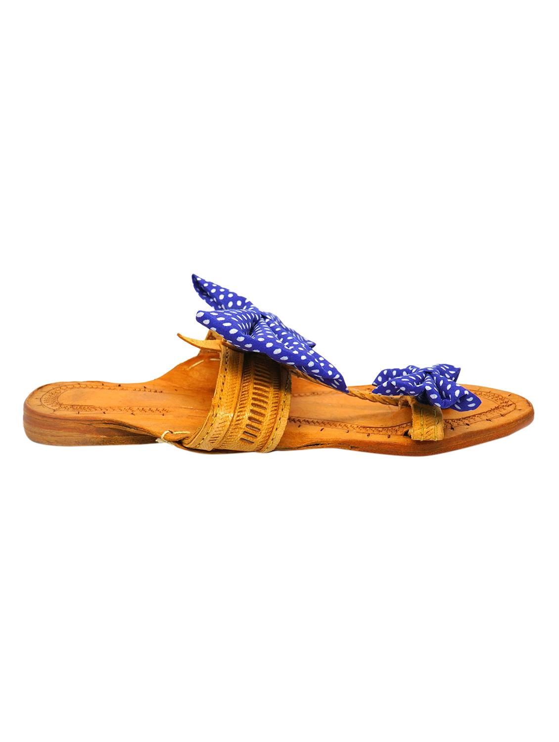 blue leather slip on kolhapuris - 17509769 - Zoom Image - 2