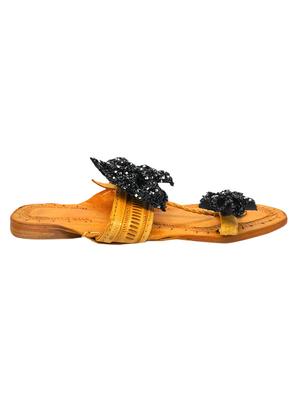 black leather slip on kolhapuris - 17509918 - Standard Image - 2
