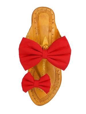 red leather slip on kolhapuris - 17509936 - Standard Image - 3