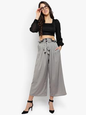 tie up waist flared palazzo - 17509951 - Standard Image - 4