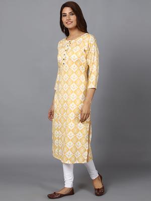 printed straight kurta with face mask - 17510627 - Standard Image - 3