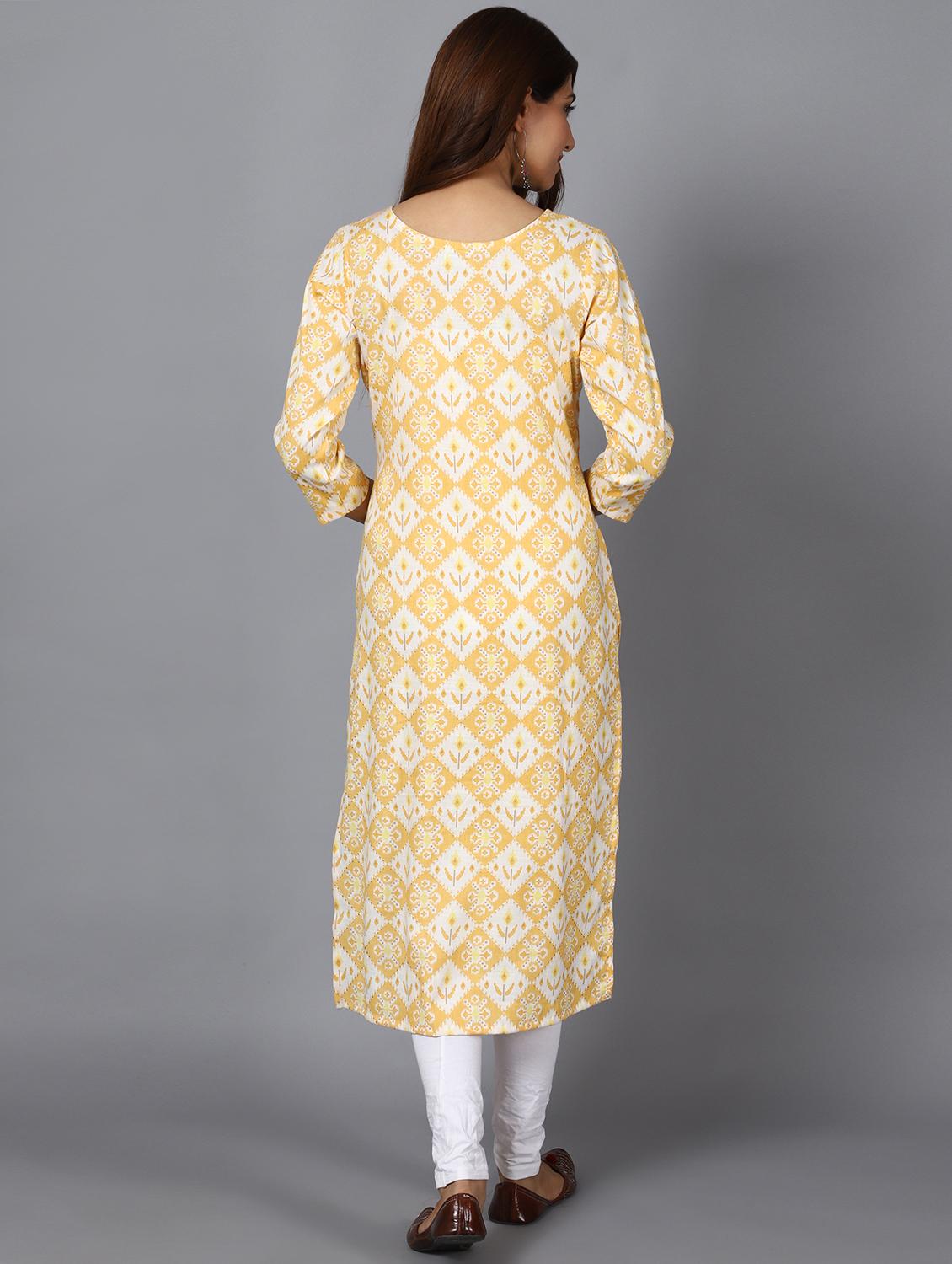 printed straight kurta with face mask - 17510627 - Zoom Image - 4