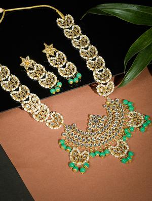 green tone gold brass long necklace - 17511294 - Standard Image - 5