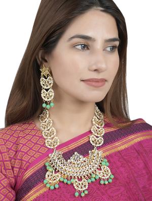 green tone gold brass long necklace - 17511294 - Standard Image - 6