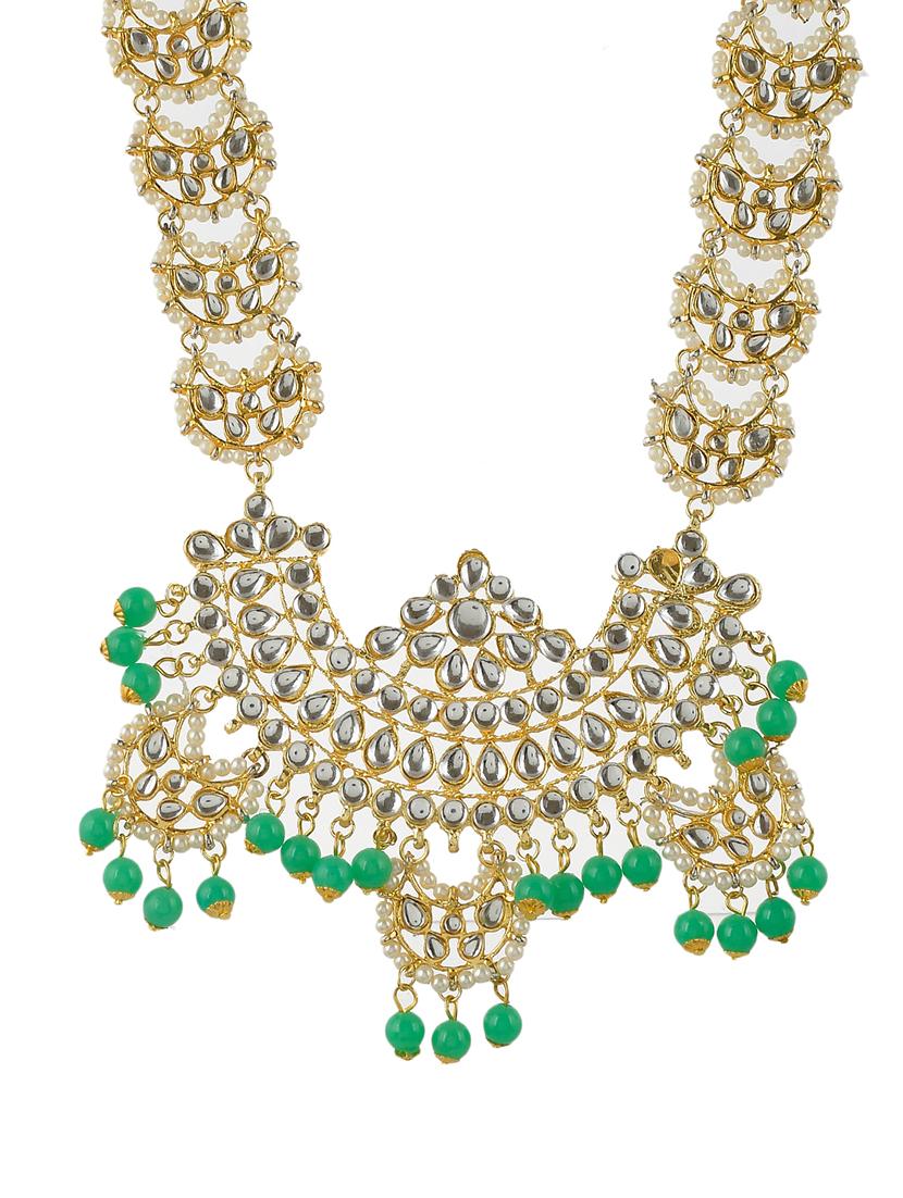 green tone gold brass long necklace - 17511294 - Zoom Image - 2
