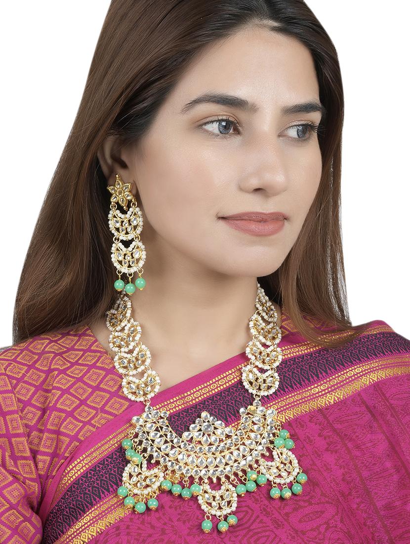 green tone gold brass long necklace - 17511294 - Zoom Image - 6