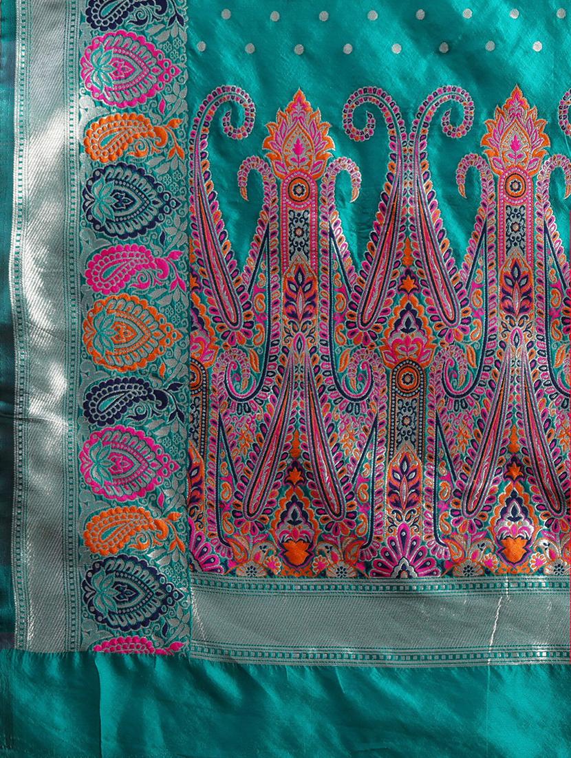 ethnic motifs woven saree with blouse - 17511322 - Zoom Image - 4