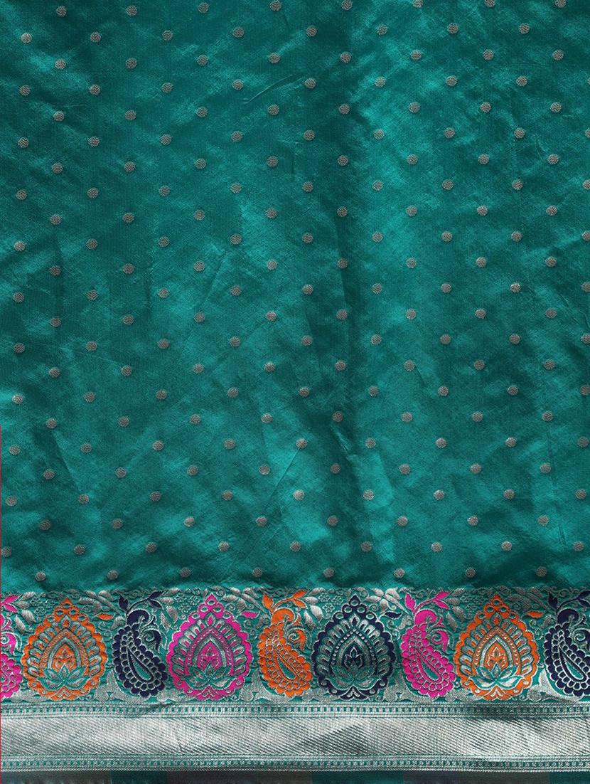 ethnic motifs woven saree with blouse - 17511322 - Zoom Image - 5
