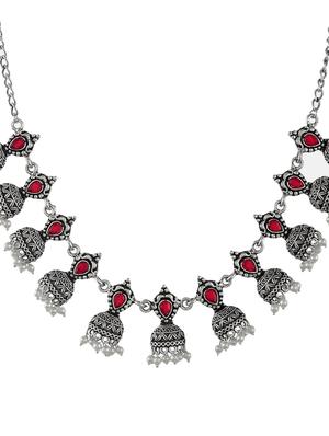 red tone silver brass short necklace - 17511340 - Standard Image - 2