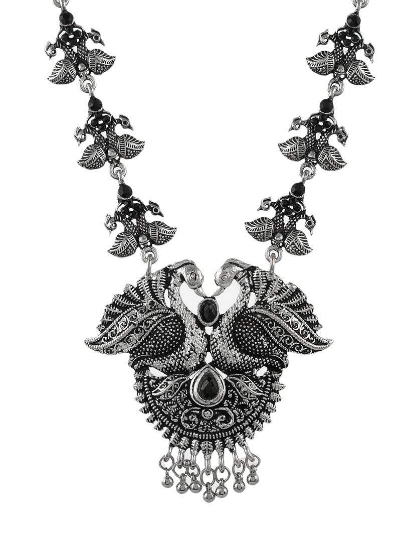 black tone silver brass short necklace - 17511341 - Zoom Image - 2
