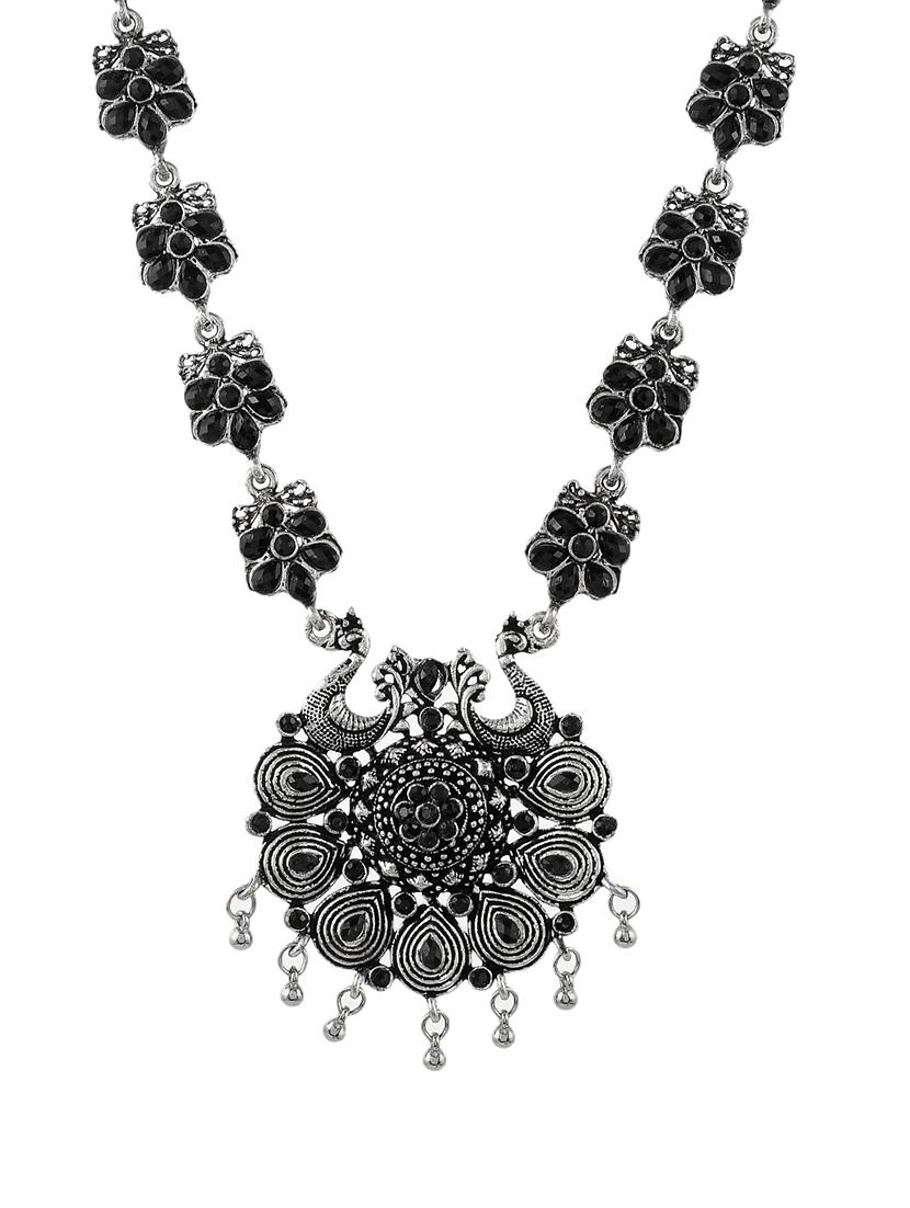 black tone silver brass long necklace - 17511342 - Zoom Image - 2