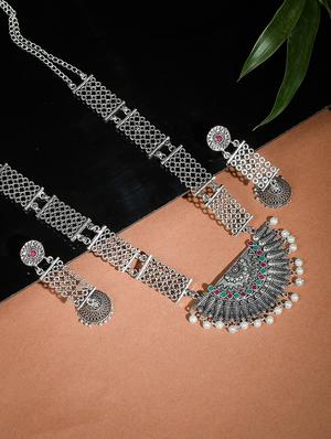 silver brass statement necklace - 17511344 - Standard Image - 5