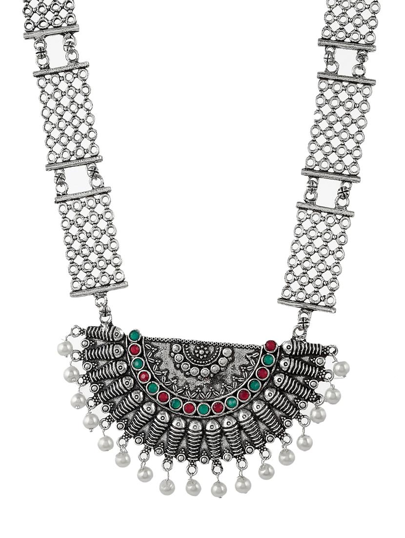 silver brass statement necklace - 17511344 - Zoom Image - 2