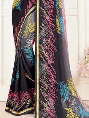 abstract printed saree with blouse - 17511375 - Standard Image - 2