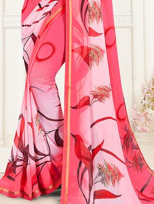 lace detailed printed saree with blouse - 17511377 - Standard Image - 2