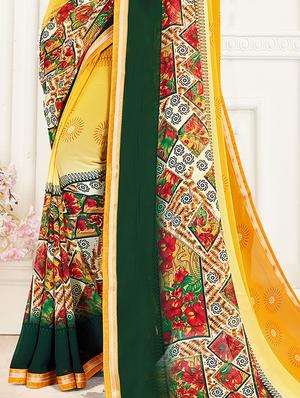 floral printed saree with blouse - 17511380 - Standard Image - 2